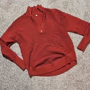 Women's Rust-Color Half-Zip Sweater